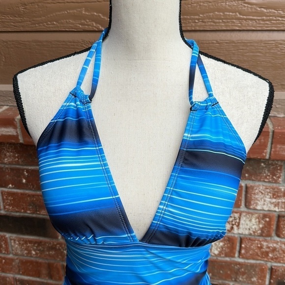 Yonique V Neck Strappy Adjustable Tie Tummy Control Tankini  Women's Size Small - Picture 2 of 5